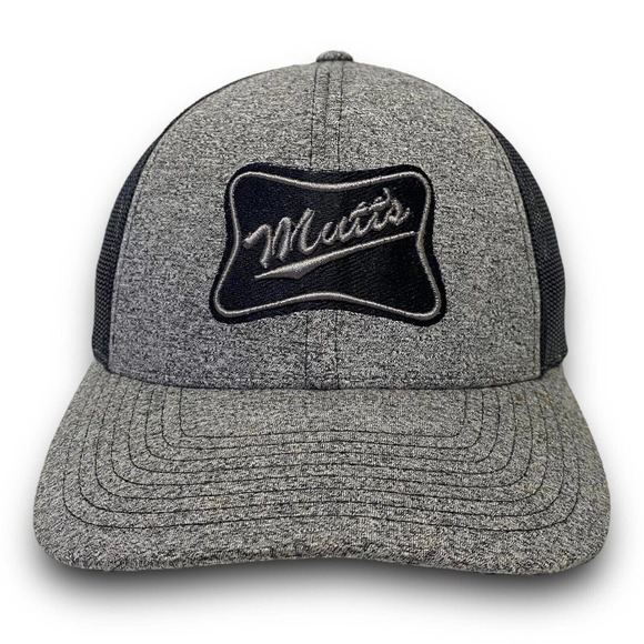 Mutts Embroidered Patch Gray Richardson Mesh Back Snapback Trucker Hat Cap EUC - Picture 3 of 10